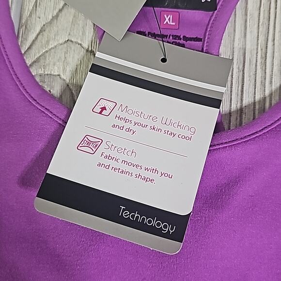 Alex and Abby Purple Athletic Racerback Tank Top Built In Bra Womens Size XL NWT - Picture 5 of 9